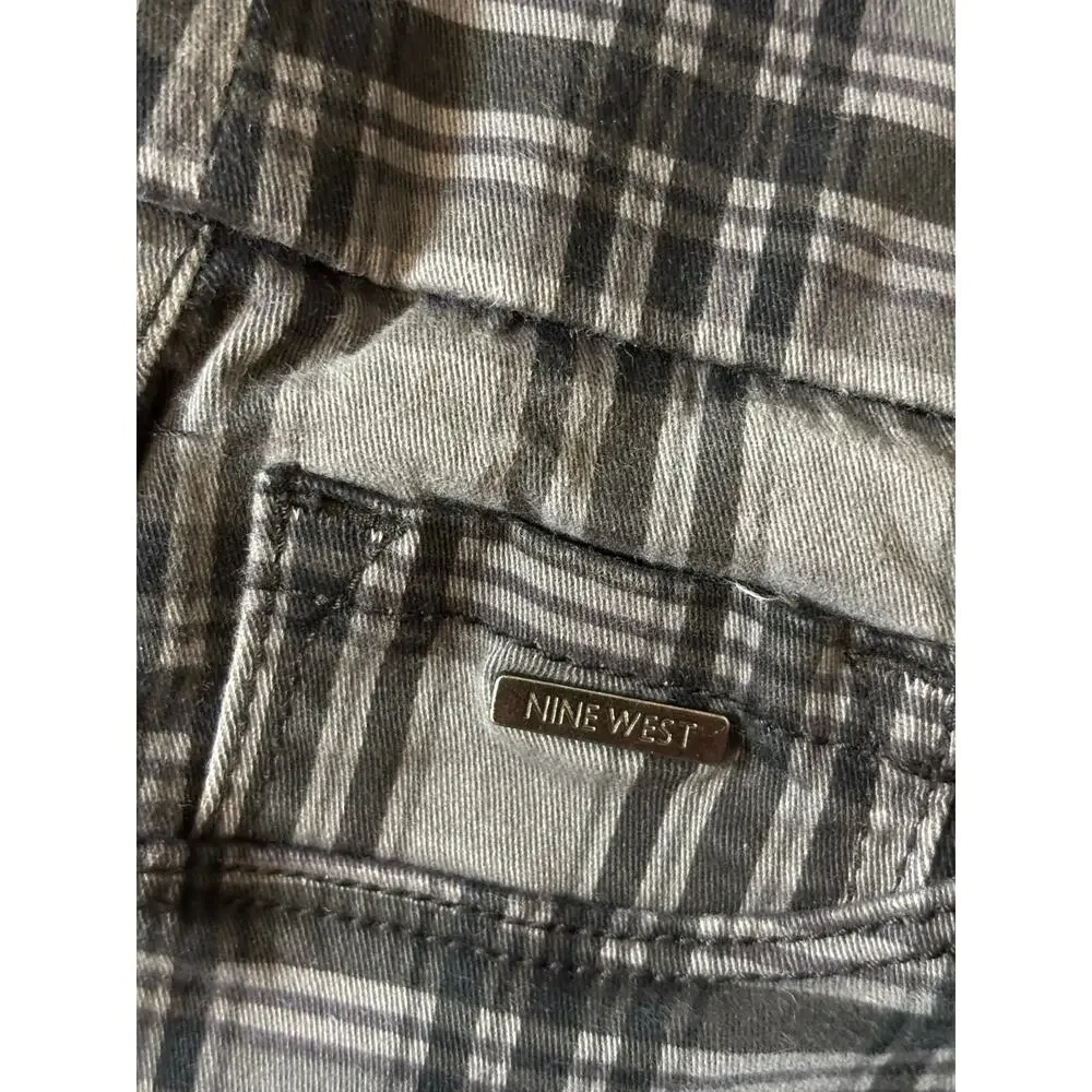 NINE WEST Wm Sz 12 Glasgow Plaid Heidi Pull-On Pants Charcoal Gray & Black - Picture 3 of 8